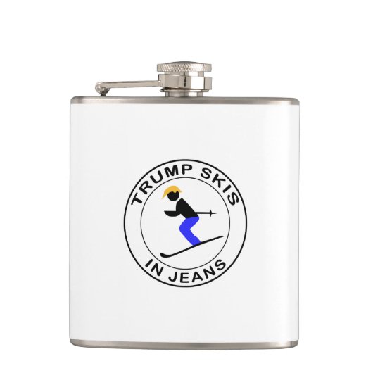 Trump Skis in Jeans Flachmann (Vorderseite)
