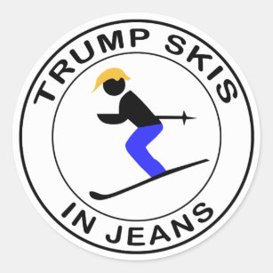 Trump Skis in Jeans Runder Aufkleber