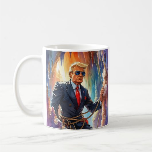 Trump Spelunking Höhle in einer schönen Höhle MAGA Kaffeetasse (Links)