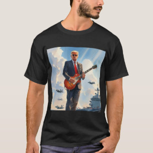 Trump spielt Electric Guitar auf dem Flugzeugträge T-Shirt
