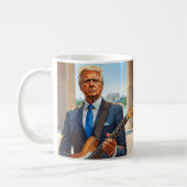 Trump spielt Electric Guitar Lincoln Monument Kaffeetasse (Links)