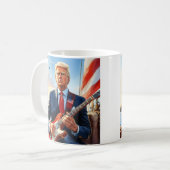 Trump spielt Electric Guitar Statue Liberty Flag Kaffeetasse (Vorderseite Links)