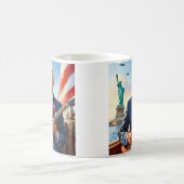 Trump spielt Electric Guitar Statue Liberty Flag Kaffeetasse (Mittel)
