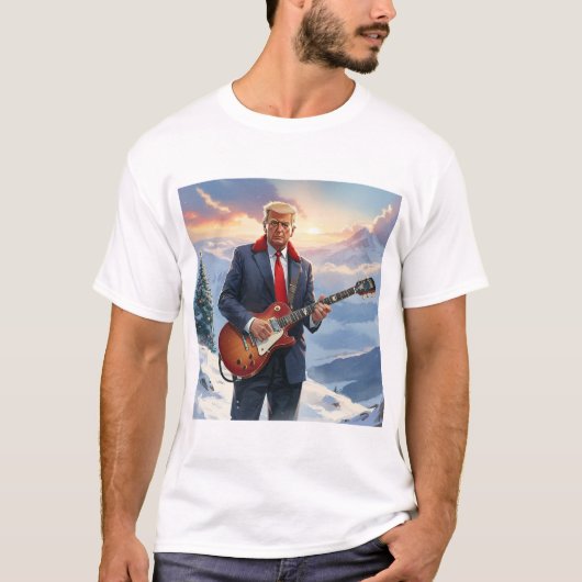 Trump spielt Electric Guitar von Weihnachtsbaum T-Shirt (Vorderseite)