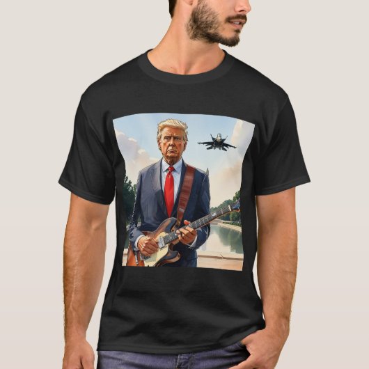 Trump spielt Electric Guitar Washington Monument T-Shirt (Vorderseite)
