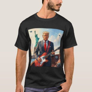 Trump spielt elektrische Gitarre in der Freiheitss T-Shirt