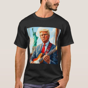 Trump spielt elektrische Gitarre in der Freiheitss T-Shirt