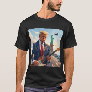 Trump spielt elektrische Gitarre in der Freiheitss T-Shirt