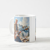 Trump spielt elektrische Gitarre Mount Rushmore MA Kaffeetasse (Vorderseite Links)