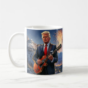 Trump spielt elektrische Gitarre Mount Rushmore MA Kaffeetasse