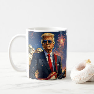 Trump spielt elektrische Gitarre Mount Rushmore MA Kaffeetasse
