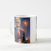 Trump spielt elektrische Gitarre Mount Rushmore MA Kaffeetasse (Vorderseite Links)