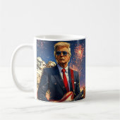 Trump spielt elektrische Gitarre Mount Rushmore MA Kaffeetasse (Links)