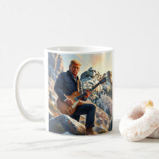 Trump spielt elektrische Gitarre Mount Rushmore MA Kaffeetasse