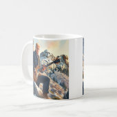 Trump spielt elektrische Gitarre Mount Rushmore MA Kaffeetasse (Vorderseite Links)