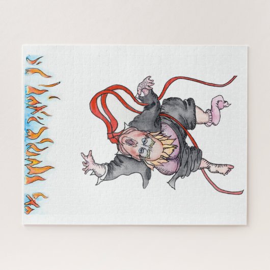 Trump steigt in das feurige Pit Jig Saw Puzzle ab (Horizontal)