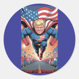 Trump Superhero Flyover: Patriotische Crowd Custom Runder Aufkleber