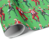 Trump Tancing | Trump Santa Dance Christmas Green Geschenkpapier (Rolleneckpunkt)