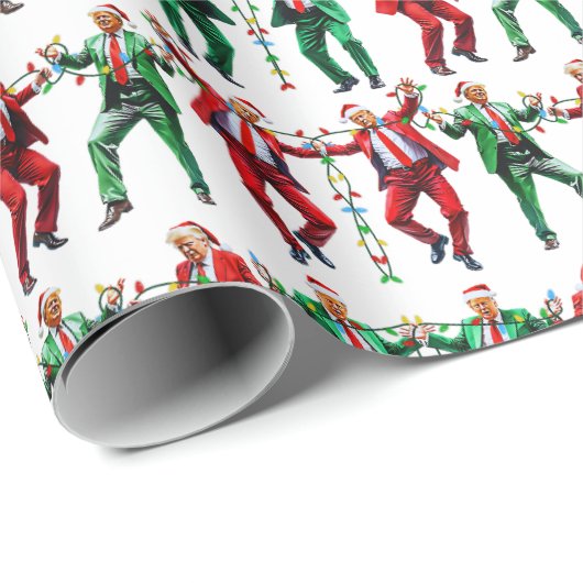 Trump Tancing | Trump Weihnachtsmannmütze Dance We Geschenkpapier (Rolleneckpunkt)