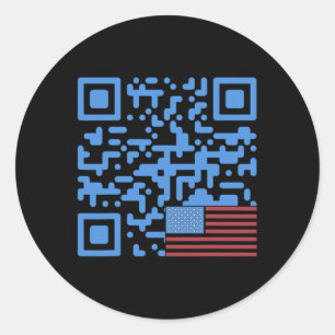 Trump-Tanz-QR-Code Vintage-USA-Flagge Trump -Elefa Runder Aufkleber