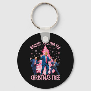 Trump tanzt Rockin' um den Weihnachtsbaum Pi Schlüsselanhänger