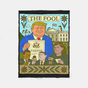 Trump Tarot Karte Der Narr Verhängt Zoll Auf Pingu Fleecedecke