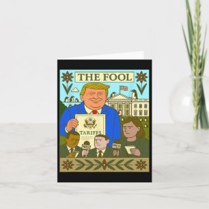 Trump-Tarot-Karte, die der Narr auf Pingui erhebt Karte