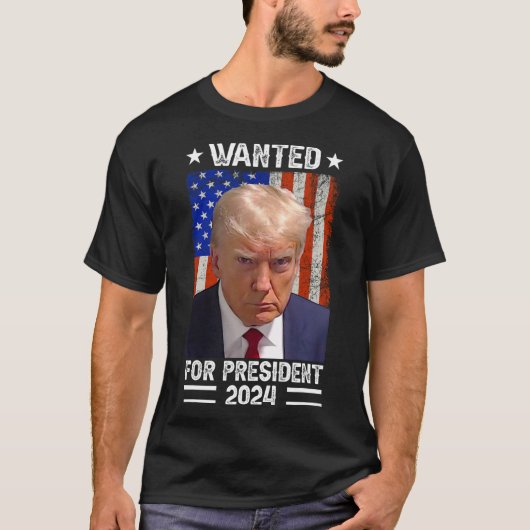 Trump Tasse schot für U.S. Gewollt Präsident 2024  T-Shirt (Vorderseite)