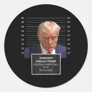 Trump Tasse Shot Präsident Donald J Trump Mugshot  Runder Aufkleber