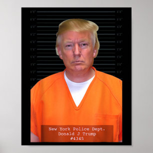 Trump Tasse Shot Range Jumpsuit Parody Behind Bars Poster