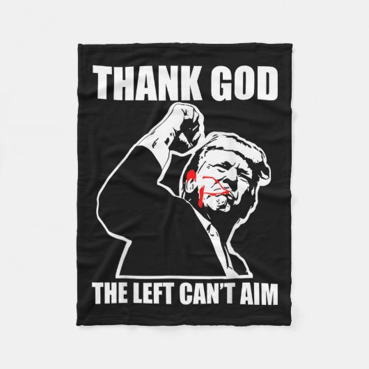 Trump Thank God The Left Can't Aim , Small, Black Fleecedecke (Vorderseite)