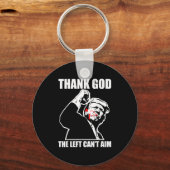 Trump Thank God The Left Can't Aim , Small, Black Schlüsselanhänger (Vorderseite)