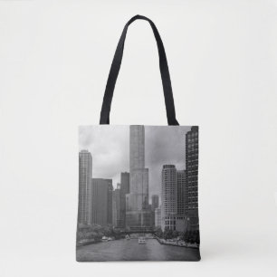 Trump Tower Chicago River Graustufen Tasche