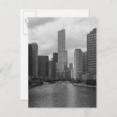 Trump Tower Chicago River Grayscale Postkarte (Vorne/Hinten)