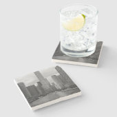 Trump Tower Chicago River Grayscale Steinuntersetzer (Seitenansicht)