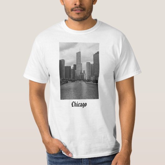 Trump Tower Chicago River Grayscale T-Shirt (Vorderseite)