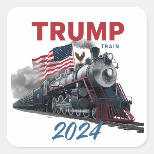 Trump Train 2024 Quadratischer Aufkleber (Vorderseite)