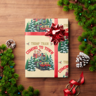 Trump Train kommt in die Stadt Weihnachten MAGA Geschenkpapier