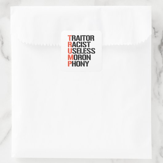 Trump Traitor Quadratischer Aufkleber (Tasche)