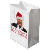 Trump träumt von einem Weihnachtsstürm Mittlere Geschenktüte (Rückseite Schrägansicht)