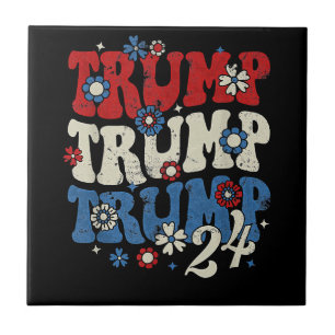 Trump Trump Trump 2024 Retro Fliese