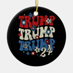 Trump Trump Trump 2024 Retro  Keramik Ornament