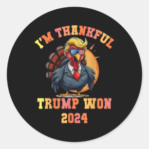 Trump Turkey Funny Meme Im dankbaren Trump Won Tho Runder Aufkleber