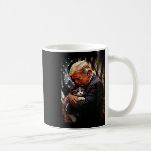 Trump umarmt eine orange Katze 2024 und macht Katz Kaffeetasse (Rechts)