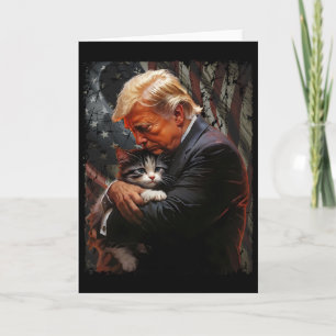Trump umarmt eine orange Katze 2025 Katzen sicher Karte