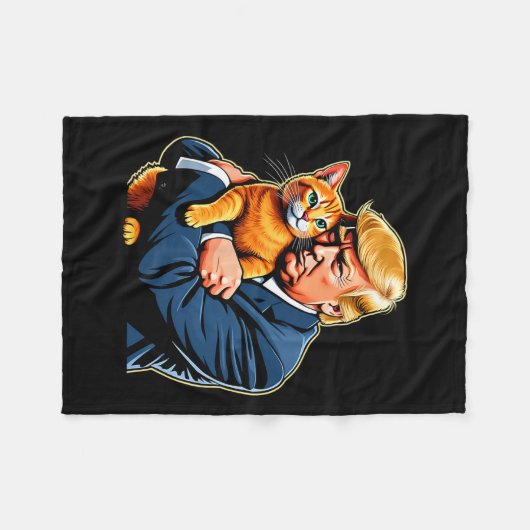 Trump umarmt Orange Cat Funny 2024 Wahlmäem Fleecedecke (Vorderseite (Horizontal))