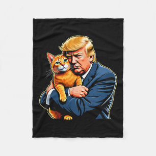 Trump umarmt Orange Cat Funny 2024 Wahlmäem Fleecedecke