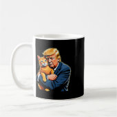 Trump umarmt Orange Cat Funny 2024 Wahlmäem Kaffeetasse (Links)