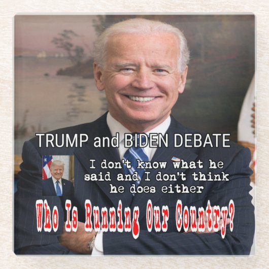 Trump und Biden-Debatte Glasuntersetzer (Vorderseite)