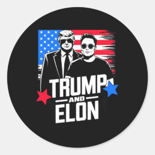 Trump und Elon 2024 Präsidentschaftswahl Amerikane Runder Aufkleber